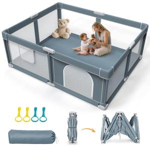 Foldable Baby Playpen - 71"59" Collapsible Play Pen for Babies and Toddlers - Indoor Outdoor Foldable Play Yard with 4 Handles - Folding Baby Playpen with Bag Portable Travel Play Yard
