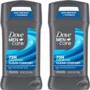 DOVE MEN + CARE Antiperspirant Deodorant Stick Clean Comfort Twin Pack 72-Hour Sweat & Odor Protection Antiperspirant for Men With 1/4 Moisturizing Cream 2.7 oz (Pack of 6)