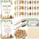 Wonderjune 114 Pcs Baby Shower Decorations How Big Is Mom's Belly Don't Say Sign Measure Bump Game for 50 Guest Tummy Measure Rolls Pencils Clothespins for Gender Reveal Party Supply(Woodland Animal)