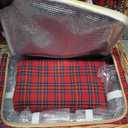 Wicker Picnic Basket for 4 with Waterproof Picnic Blanket and Insulated Cooler, Willow Hamper for Camping, Outdoors, Photoshoot, or a Birthday, Valentines Day, Wedding Gift (Red Grid)