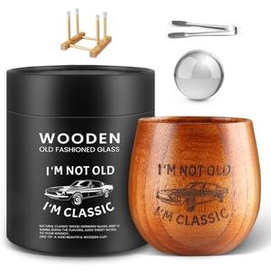 GENUINED Wooden Old Fashioned Whiskey Glass, Personalized Handmade Engraved Bourbon Drinking Glass, Bourbon Whiskey Gifts for Men, Dad, or Brother, Anniversary Birthday Gifts(1 Pack)