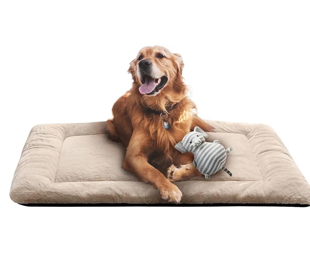 Dog Beds Crate Pad for Large Dogs Ultra Soft Dog Crate Bed Washable & Anti-Slip Kennel Pad for Dogs Cozy Sleeping Mat,Cream 42inch