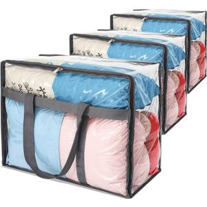 110L Large Capacity Clear Storage Bags with Zipper for Comforters, Blankets, Bedding, Quilts, Pillows  Plastic Storage Bags for Organizing Seasonal Clothes and Household Items