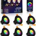 Smart WiFi 2 Inch Black LED Downlight, 5W 120V RGBCW Recessed Light, Dimmable COB 2700K-5000K, Compatible with Alexa/Google, LED Can Lights with Driver, 6 Pack