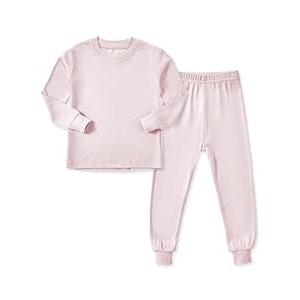 HAPIU Rayon from Bamboo Toddler Pajamas Set, Pjs Baby Kids Girls Boys, Baby Pink, 6-12 Months