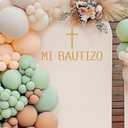 Mi Bautizo Decal Sign - Baptism Party Decorations Mi Bautizo Backdrop Sign, God Bless Christening Confirmation Religious First Holy Communion Party Backdrop Sign