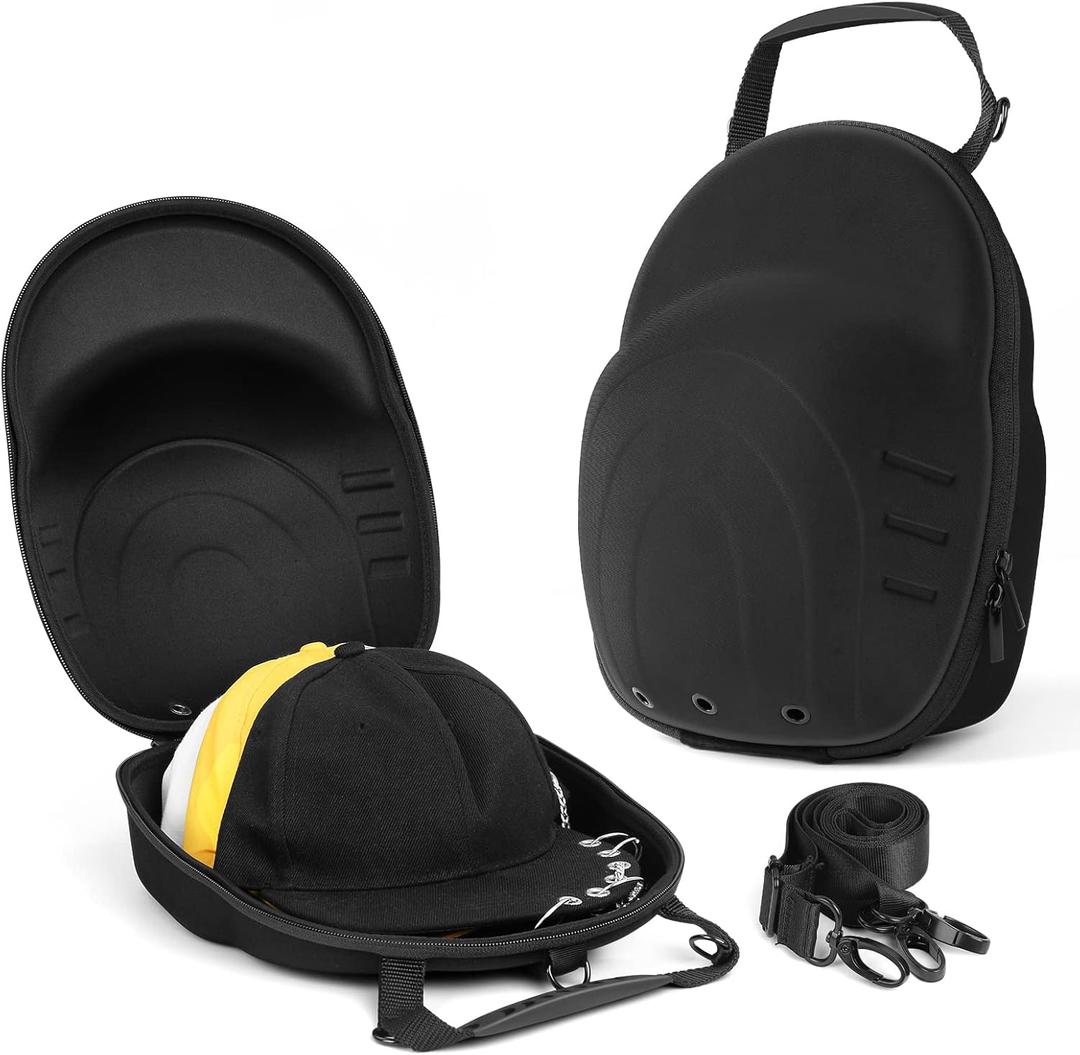 MOSLA Hat Case for Baseball Caps,Hat Carrier Travel Case Ball Cap Carrier Hat Box Organizer Carry On Hat Bag Backpack with Adjustable Shoulder Strap (BLACK 6)