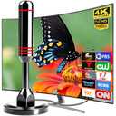 ATVFuture TV Antenna for Smart TV Indoor, 2024 Newest Antenna with Strong Magnetic Base, 360°&Long Range Reception TV Antenna for Local Channels, Easy Setup Antenna for TV Without Cable (Black+Red)