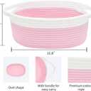 ABenkle Small Basket with Handles, Boho Decorative Rope Woven Dog Cat Toy Storage Bin Shelf Storage Organizer, Easter Christmas Gift Basket, 12"x8"x5", Pink