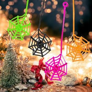 Glow Fever 24Pcs Sticky Spider Web Party Favors Pack, 7.5 inches in Total Length, Halloween Party Favors, Gifts For Birthday, Goodie Bag Classroom Prizes, 4 colors