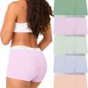 BAMBOO COOL Womens Boy Shorts Underwear Full Coverage High Waist Boxer Briefs Panties for Women 5 Pack (L)
