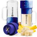 Personal Portable Blender For Shakes & Smoothies, Leakproof & Stylish Portable Mason Jar Shaker, Rechargeable Mini Blender with 10-Blade Blending System 14oz, Dark Blue