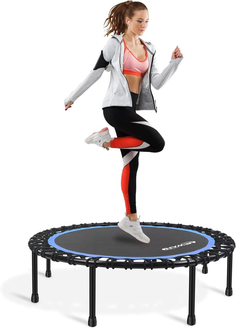 Newan 48" Silent Mini Trampoline Fitness Trampoline Bungee Rebounder Jumping Cardio Trainer Workout for Adults-Max Limit 330lbs