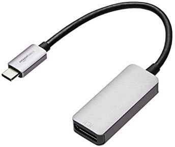 Amazon Basics Aluminium USB-C to DisplayPort Adapter (4K@60Hz), Thunderbolt 3 Compatible, Grey