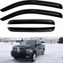 4PC Rain Guards for 09-18 Ram 1500 Crew Mega Cab Window Visors for 2010-2025 Ram 2500 3500 Deflectors Sun Shades Vent Tape On Out Channel w/ 4 Full-Size Doors