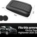 Center Console Armrest Cover Compatible with Toyota Highlander | for Highlander 2025 2024 2023 2022 2021 2020 Accessories, Anti-Scratch PU Leather Arm Rest Lid Protective Pad, Black