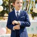 Boys Suits 3 Piece Slim Fit Suit Set Dresswear Ring Bearer Outfit for Boy (Blue) 10Y