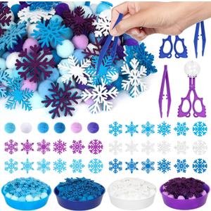 209 Pcs Winter Sensory Bin Items Winter Snowflake Counting Sorting Sensory Bin Filler Fine Motor Toys Frozen Snowflake Counts Winter Xmas Counting Toys for Preschool Education Activities