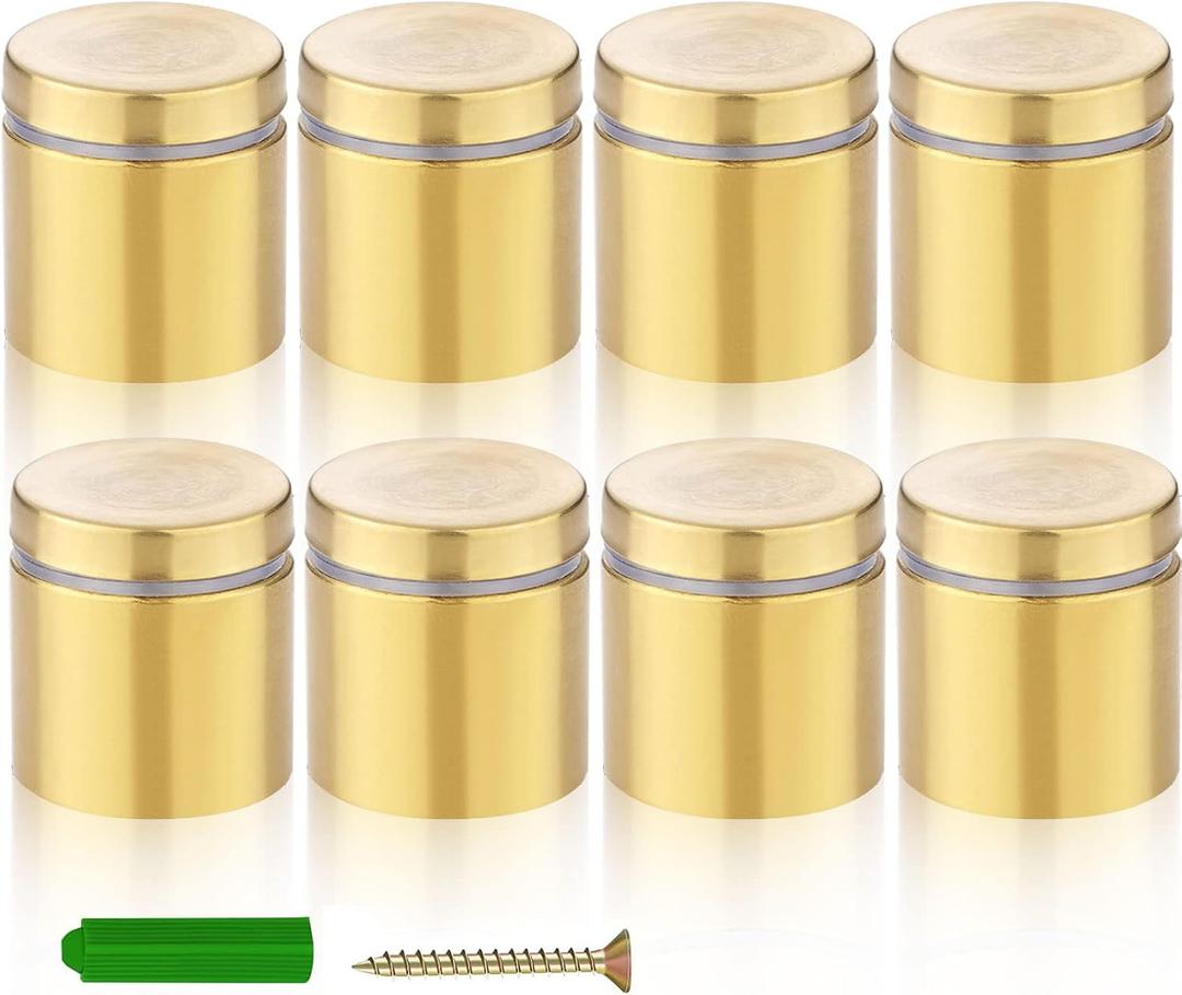 Eagles Gold Standoffs, 8PCS 1 x1 inch Wall Standoff Holders Screws Mount Hardware Advertising Glass Acrylic Standoff Stainless Steel Nail, 25x25mm/Gold