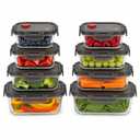 Clutterix Borosilicate Glass Airtight Food Storage Containers with Vented Lids, Assorted Set of 7(Rectangular &  Square)