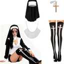 Yinxiang Jie Nun Horror Face Stickers, Clothing Accessories,  Decoration, Headwear Collar, Cross Pendant Necklace, Knee High Socks, Halloween Role-Playing Party