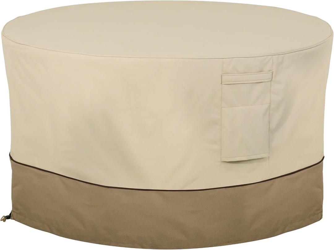 Classic Accessories New Veranda 42" Fire Pit Table Cover - Round, Outdoor Table Cover