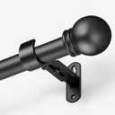 AMZSEVEN Curtain Rods for Windows 16 to 48 Inches, Curtain Rod Max Adjustable Length of 60 IN, 1" Diameter Drapery Rods Round Finials, Black, 21PACK