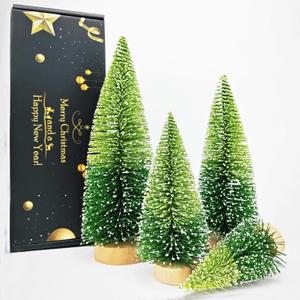 Mini Christmas Tree, Gradation Green Bottle Brush Trees Small Pine Tree with Wooden Bases for Xmas Holiday Party Home Tabletop Tree Decor (4pcs)