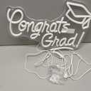Congrats Grad Neon Sign with Graduation Cap, 16*11In Warm White Grad Light Up Led Sign for Class of 2026 Graduation Party Decorations Prom Celebration Gifts Kindergarten High School College Wall Decor