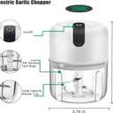 250ML Electric Garlic Chopper, Mini Portable Veggie Choppers, Garlic Grinder Masher Onion Chopper, Blender to Vegetable, Wireless Food Processor for Ginger, Chili, Fruit, Meat, etc