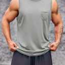 Runcati Mens Sleeveless Workout Tank Tops Athletic Muscle Gym T Shirts Grey (Gray)