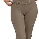 ANRABESS Lounge Sets for Women 2 Piece Foldover Yoga Flare Leggings Pants Crop Tops Casual Y2K Outfits Matching Tracksuit Set (Brown, S)