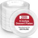 200-Pack 6-Inch Clear Plastic Dessert Plates Disposable - Small Appetizer Desert Plates for Wedding, Party, Cake Serving - BPA-Free Disposable Plates Bulk