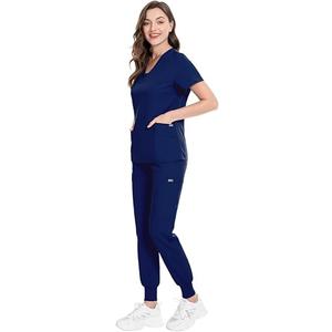 niaahinn Scrub Set for Women Classic V-Neck Scrub Top & Jogger Scrub Pant with Zipper Pocket Uniform, Size: M