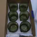 Vintage Glassware Drinking Glasses Set of 6,12 oz Hobnail Glass Cups,Embossed Green Water Tumbler,for Beer,Cocktail,Whiskey,Juice and Various Mixed Drinks- 1 Cleaning Brush