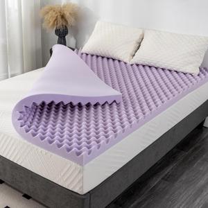 3 Inch Egg Crate Twin Memory Foam Mattress Topper, Cooling Gel Infused Foam Mattress Topper for Pressure Relief, CertiPUR-US Certified Twin Bed Topper, Purple, 38"75"