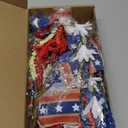 2 Pack 21'' Patriotic Teardrop Swag Wreaths for Cabinets Artificial 4th of July Swag Wreath with Red White Blue Tulips Floral and Berries for Independence Day Memorial Day Front Door Porch Window Wall