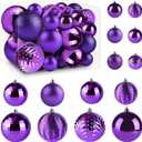 36 Pcs Christmas Ball Decoration Set, Shatterproof Hanging Christmas Xmas Tree Ornaments, Indoor & Outdoor Decoration for Wreath and Party Decorations (Purple)