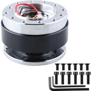 Universal Racing Car Quick Release And Convenient Modification Steering Wheel Quick Release Device Adapter, 6 Hole Snap Off Car Aluminum Wheel Hub Adapter, Auto Repair Tool(Black)