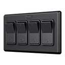 Leisure LED Modern Quadruple SPST On-Off Switch with Bezel, 12-Volt, for RV, Trailer, Camper, with Label Sticker (Black)