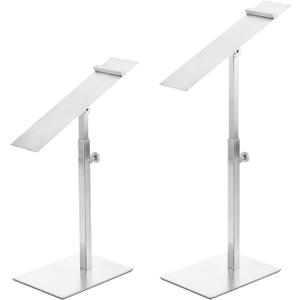 uxcell Shoe Display Stand 2 Pack Adjustable Height Shoe Risers Metal Countertop Shoe Rack Holder for Home Retail Store Supplies - Silver