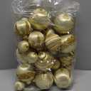 Poen 24 Pcs Christmas Balls Ornaments 3 Size Satin Silk Xmas Hanging Ball Decorations Luxury Shatterproof Christmas Tree Decor for Xmas Holiday Wedding Party Decoration (Gold)