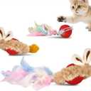 2 x Interactive Cat Toys for Indoor Cats, Motion Activate Ca t Toy, Smart Kitten Rolling Ball Moving Ball Toys, Rechargeable Cat Ballfor Enrichment Exercise(Red)