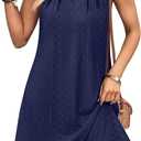 RUMIA Summer Dresses for Women Sleeveless Beach Vacation Coverup with Pockets (S) (Dark blue)