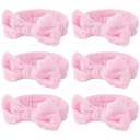 Casoty Pink 6 Pcs Spa Headband, Hair Band for Washing Face, Makeup Headband, Skincare Headbands, Soft Fleece Hairband for Face Washing Yoga