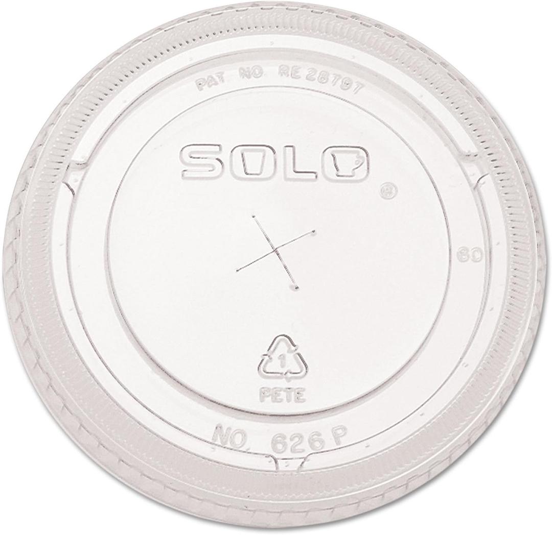 SOLO 626TS-100 Company-Ultra Clear Flat Cold Lids f/16-24 oz Cups, PET, 100/Pack, 100 Count (Pack of 1)