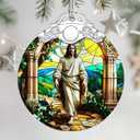 Religious Christmas Ornaments - Jesus Stained Glass Ornament | Christmas Tree Ornament | Christian Home Decor - Religious Gifts, Lord Jesus Gifts for Easter, Gift Ideas & Holiday Present