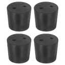 uxcell 4 Pcs 2-Hole Rubber Stopper, Tapered Lab Seal Tube Stopper Plug for Test Tube Flasks Glass Containers Industry and Laboratories, 28x24x25mm Black