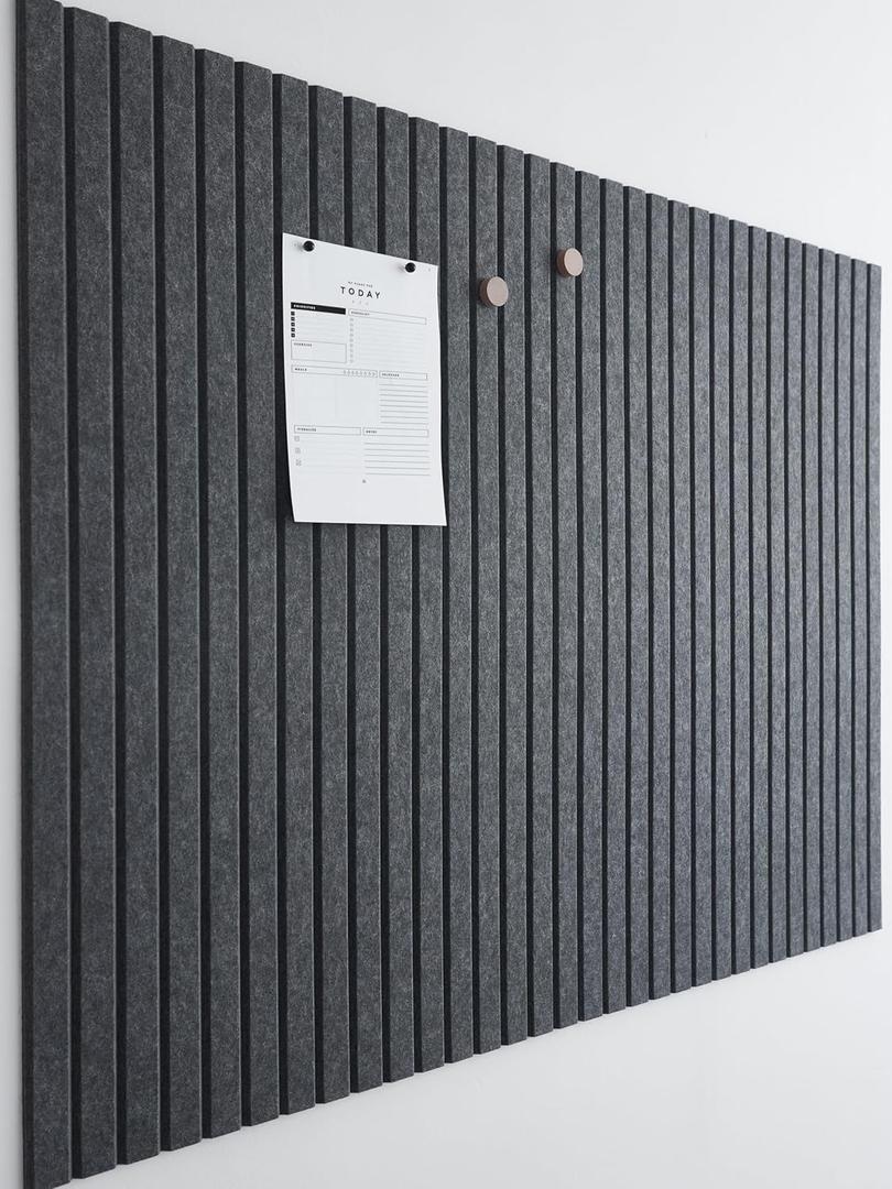 Large Cork Board for Office Black Felt Board Alternative - Slat Wall Paneling, Felt Bulletin Board Tiles for Office Decor, Push pin Board Desk Backboard panel-12-Pack (Moonstone)