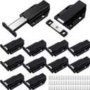 12 Pack Magnetic Push Latch Heavy Duty - Push to Open Cabinet Hardware, Touch Release Latches for Kitchen Drawers, Doors & Cabinets (Black)